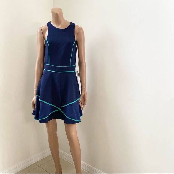 NEW Adelyn Rae Fit-and-Flare Navy Blue Dress S - Picture 6 of 12